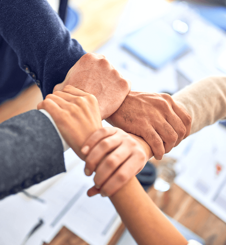 Hands joined together representing partnership